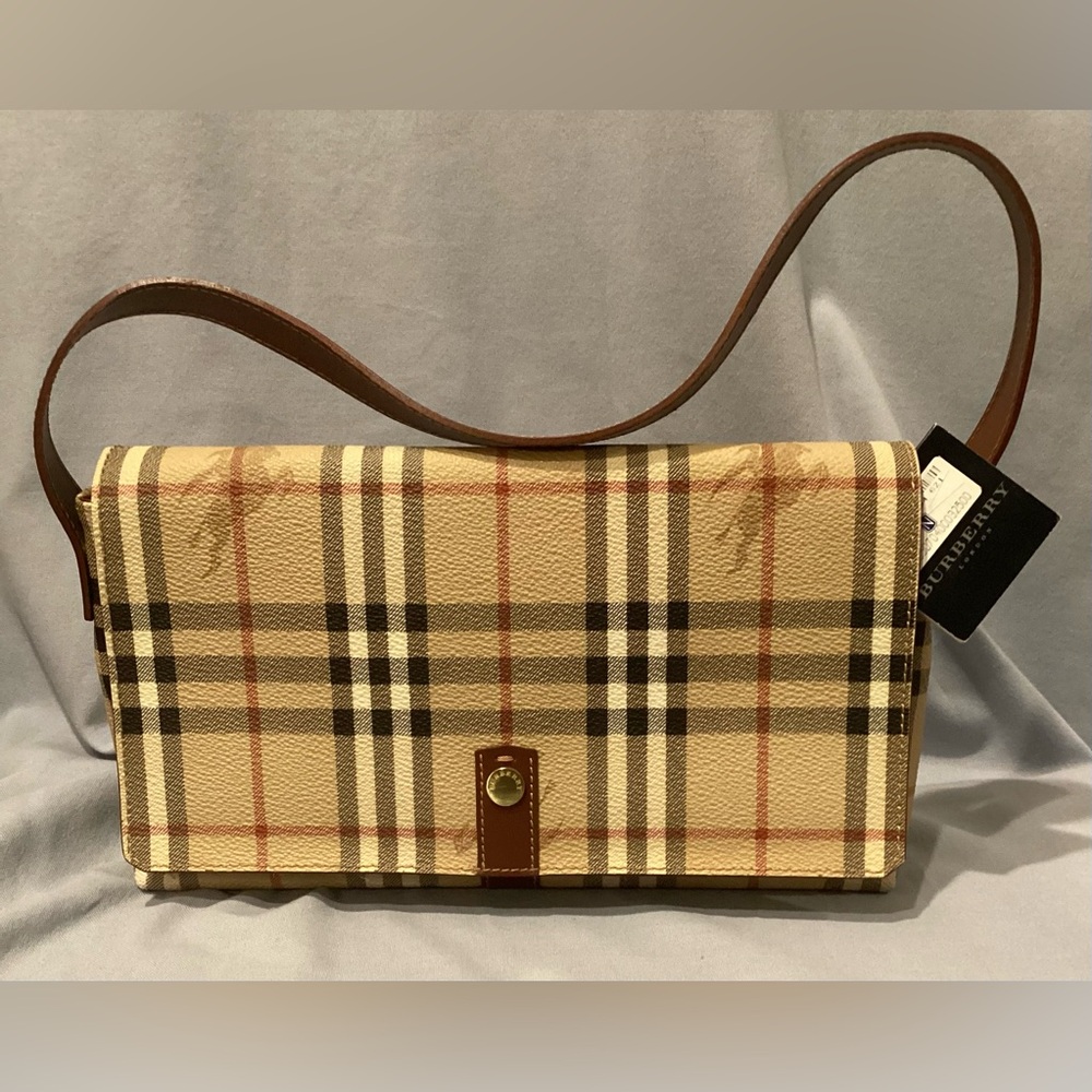 NWT Authentic Burberry PVC Baguette Shoulder Bag